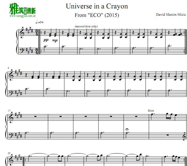 David Maxim Micic - Universe in a Crayon钢琴谱