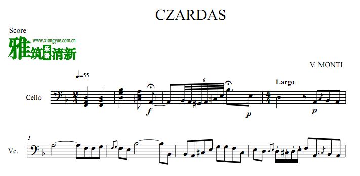 查尔达什舞曲Czardas 大提琴谱
