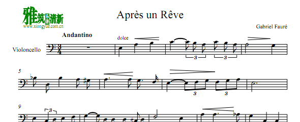 梦醒时分Apres Un Reveceee大提琴谱