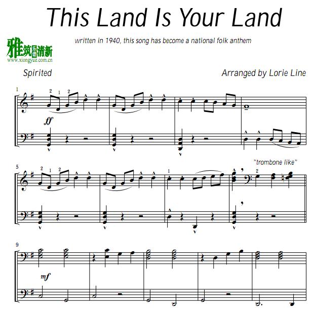 Lorie Line - This Land is Your Land钢琴谱