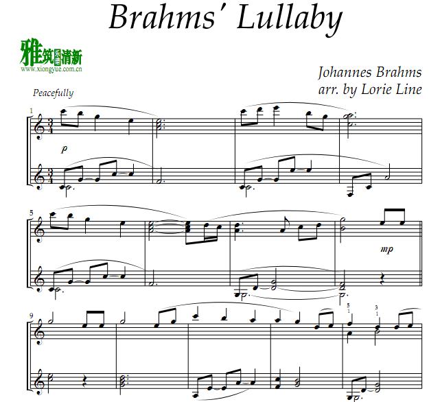 Lorie Line - Brahms Lullaby钢琴谱
