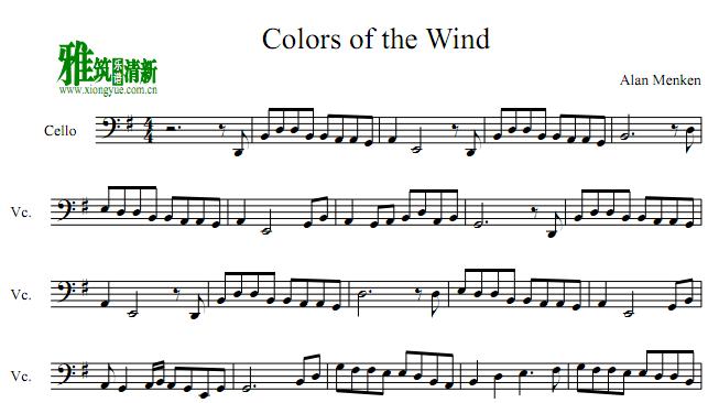 Colors of the Wind大提琴谱