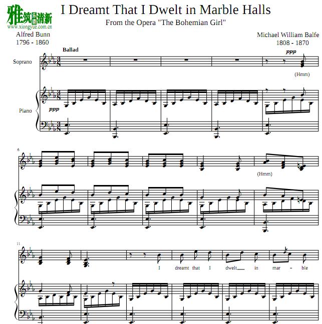 I Dreamt That I Dwelt in Marble Halls钢琴伴奏谱