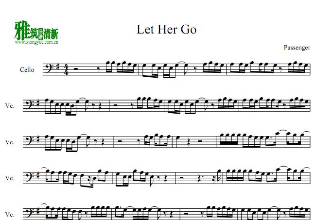 Let Her Go大提琴谱