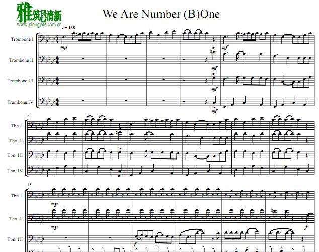 We Are Number One长号四重奏谱