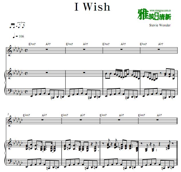 Stevie Wonder - I Wish歌谱 钢琴弹唱谱