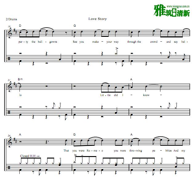 Taylor Swift - love story鼓谱
