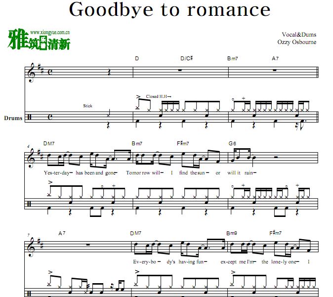 Ozzy Osbourne - Goodbye To Romance架子鼓谱