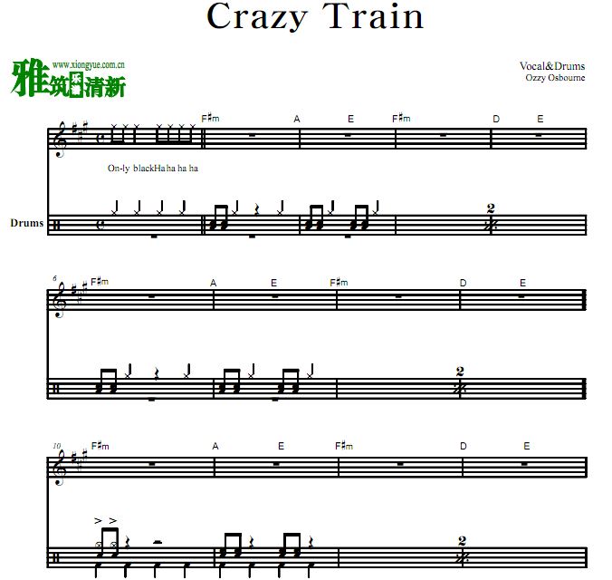 Ozzy Osbourne - Crazy Train鼓谱