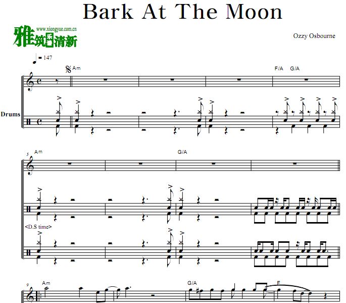 Ozzy Osbourne - Bark At The Moon架子鼓谱