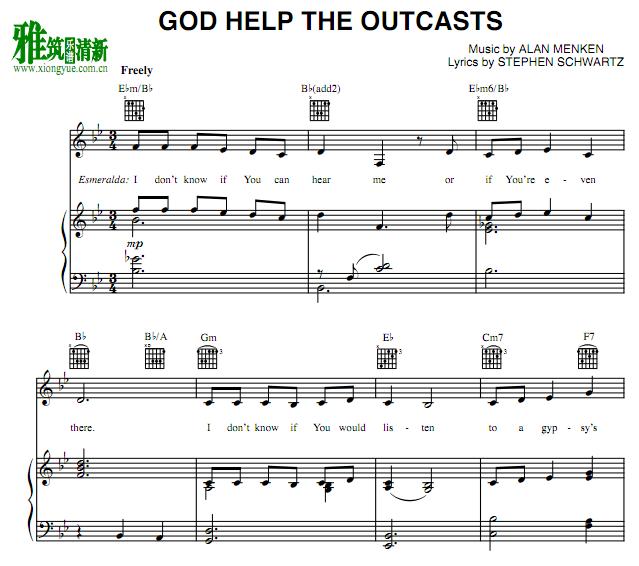 钟楼怪人 God Help The Outcasts钢琴谱