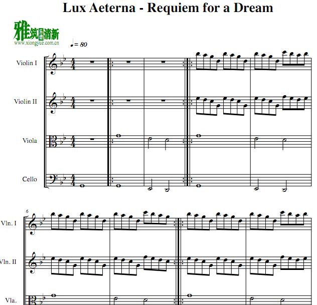 梦之安魂曲 Requiem for a Dream弦乐四重奏谱
