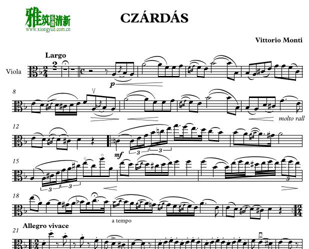 查尔达什舞曲Czardas 中提琴谱