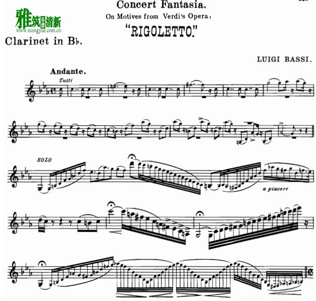 Bassi巴斯 弄臣幻想曲单簧管谱 