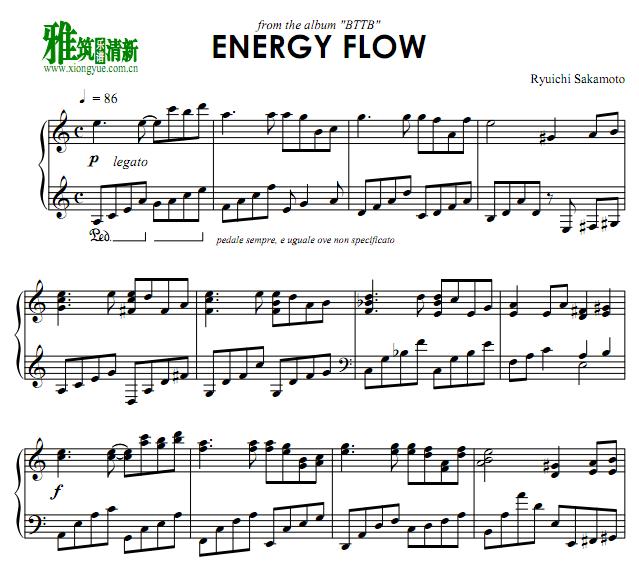 坂本龙一 - energy flow钢琴谱