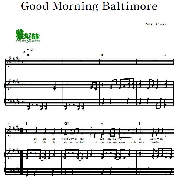 Nikki Blonsky - Good Morning Baltimore钢琴伴奏谱