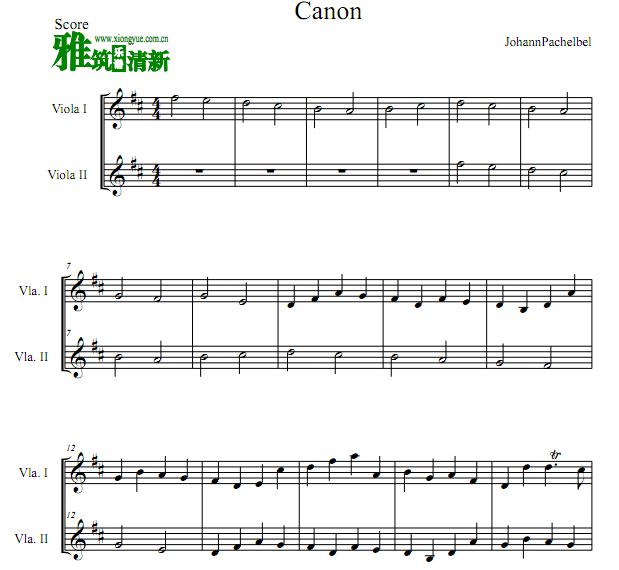 Canon in D中提琴二重奏谱