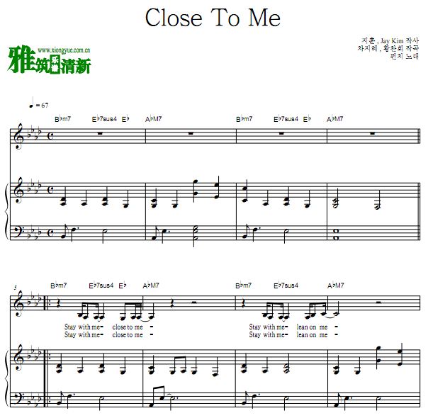 你喜欢勃拉姆斯吗OST1 Punch - Close To Me歌谱 弹唱钢琴谱