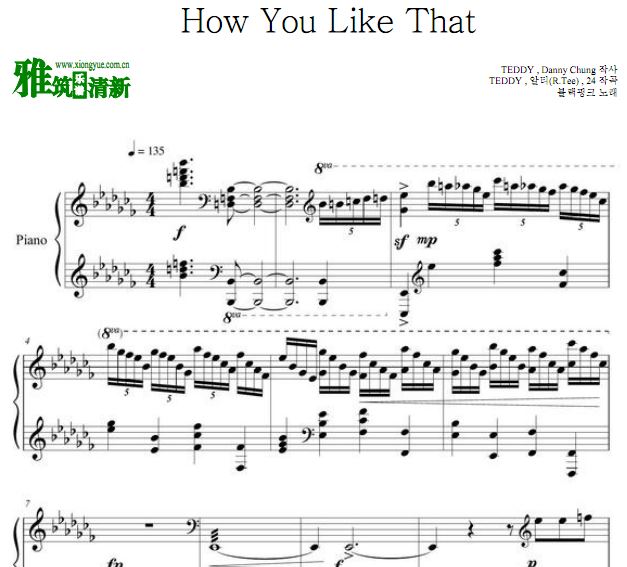 JichanPark - How You Like That钢琴谱