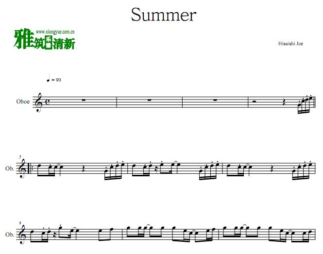 Hisaishi Joe久石让 Summer双簧管谱