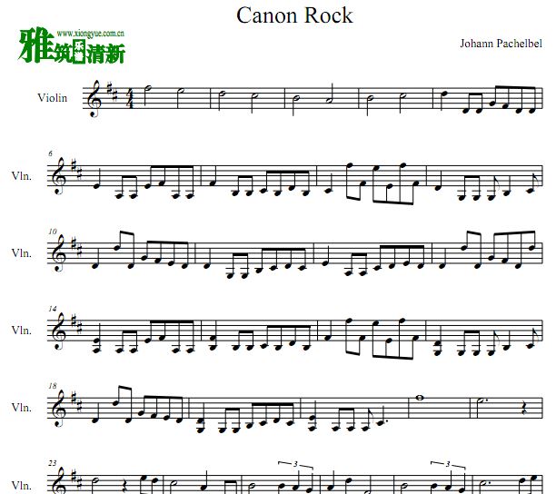 D调卡农变奏曲摇滚版小提琴谱 Canon ROCK小提琴谱