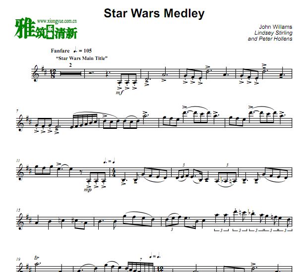 Lindsey Stirling - Star Wars Medley小提琴谱