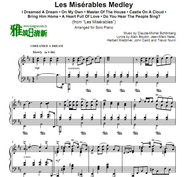 Lindsey Stirling Les Misérables Medley独奏钢琴谱