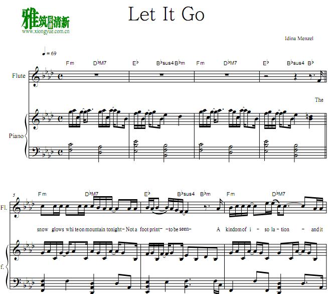 Let It Go长笛钢琴伴奏谱