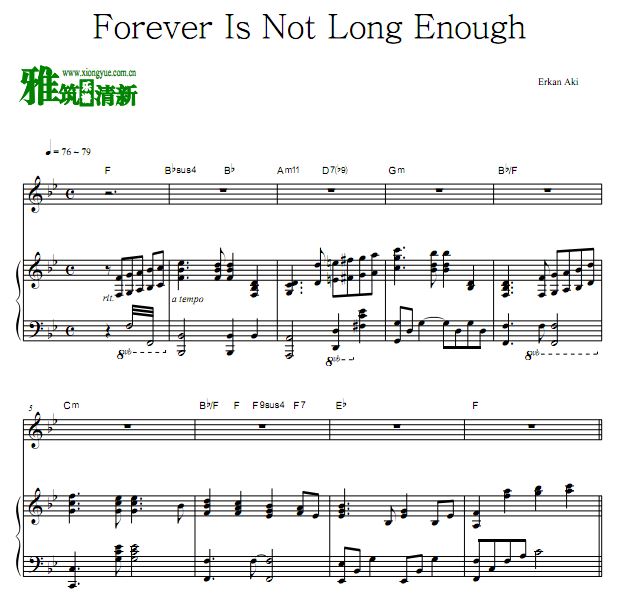 Erkan Aki - Forever Is Not Long Enough歌谱 钢琴谱 正谱