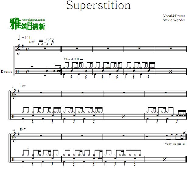 Stevie Wonder - Superstition架子鼓谱