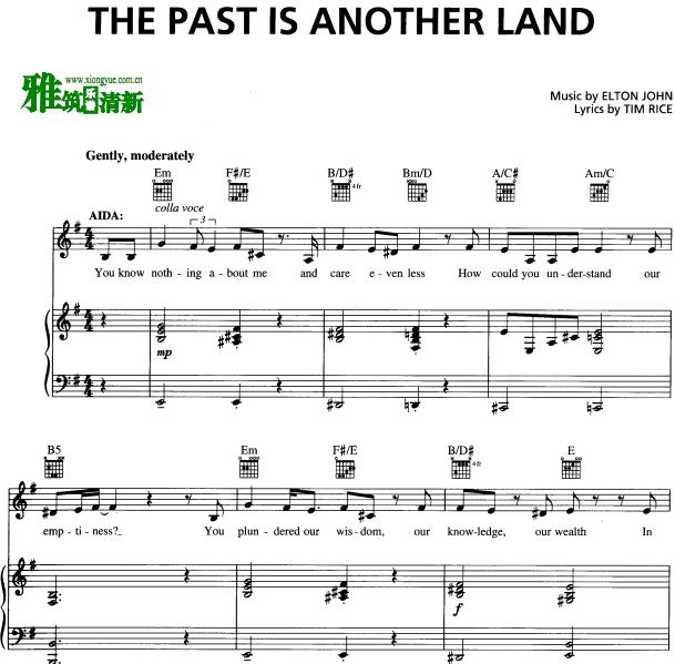 Aida - The Past is Another Land声乐谱 钢琴伴奏谱 正谱