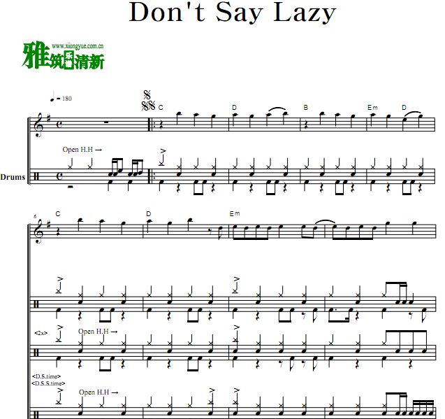 轻音少女 Don't Say Lazy架子鼓谱