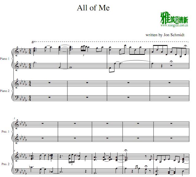 Jon Schmidt - all of me 四手联弹谱