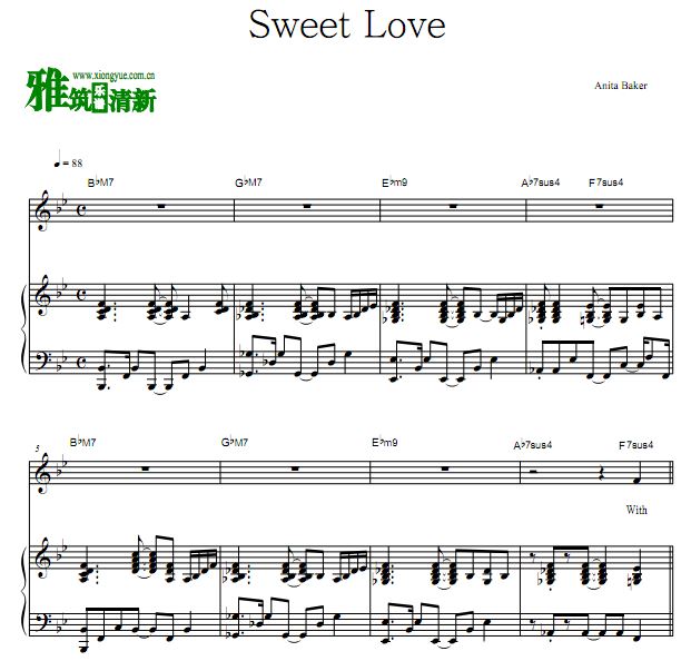 Anita Baker - Sweet Love歌谱 弹唱钢琴伴奏谱 正谱
