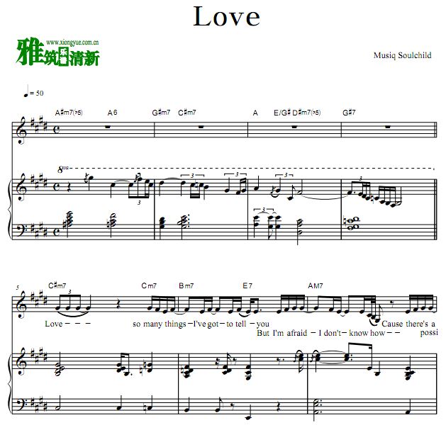 Musiq Soulchild - Love歌谱 钢琴谱 正谱