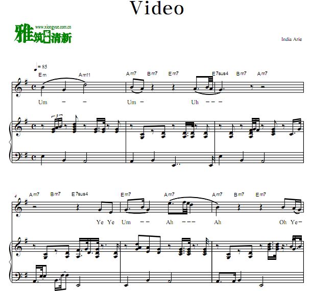 India.Arie - Video歌谱 正谱 钢琴谱