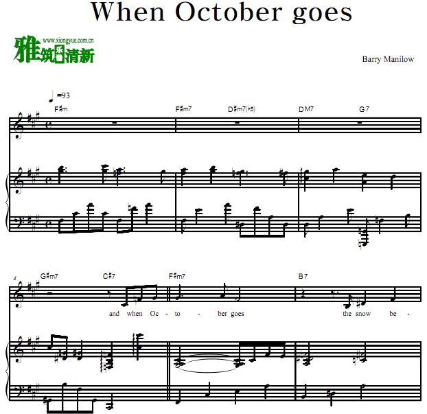 Barry Manilow - When October goes歌谱 钢琴弹唱谱