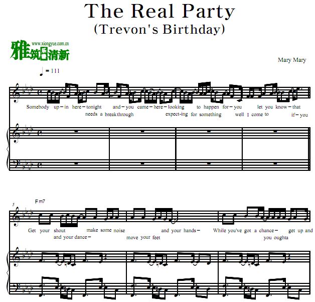 Mary Mary - The Real Party歌谱 钢琴弹唱谱 正谱