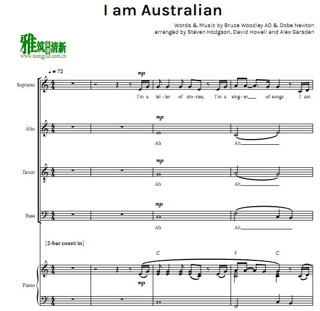 I am Australian 四声部合唱钢琴伴奏谱SATB