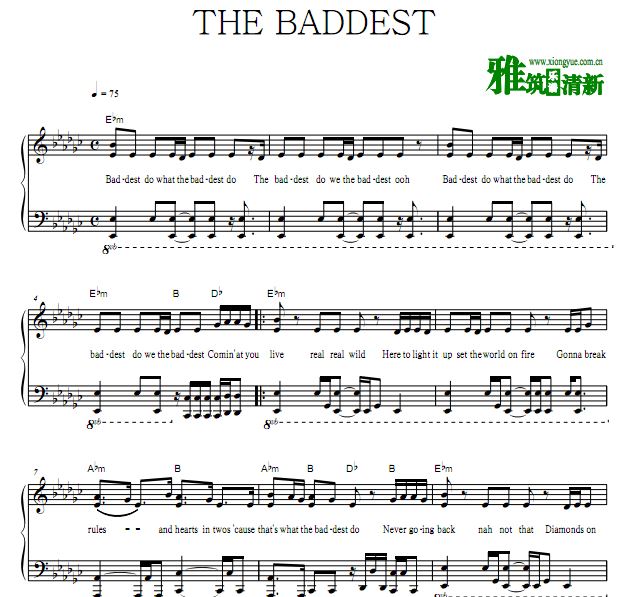 英雄联盟 THE BADDEST钢琴谱