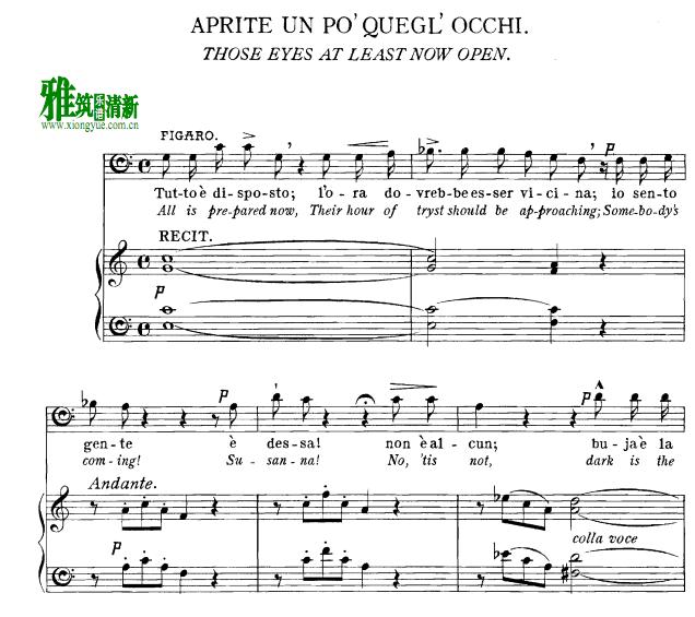 Aprite un po' quegli occhi钢琴伴奏谱
