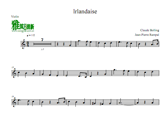 Claude Bolling - Irlandaise小提琴谱
