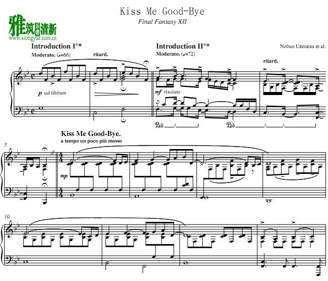 Final Fantasy XII - Kiss Me Good-Bye钢琴谱