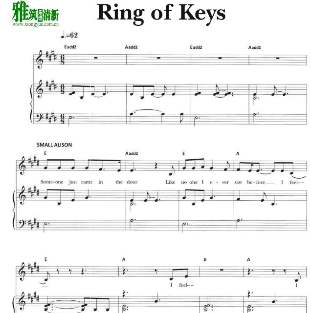 悲喜交家  Fun Home - Ring of Keys钢琴伴奏谱