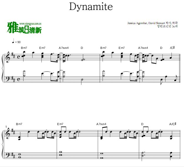 BTS - Dynamite钢琴独奏谱