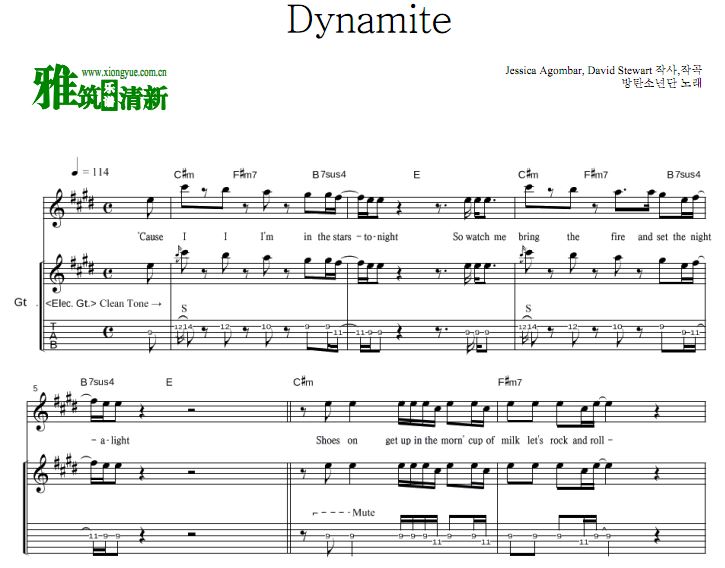 BTS - Dynamite吉他谱