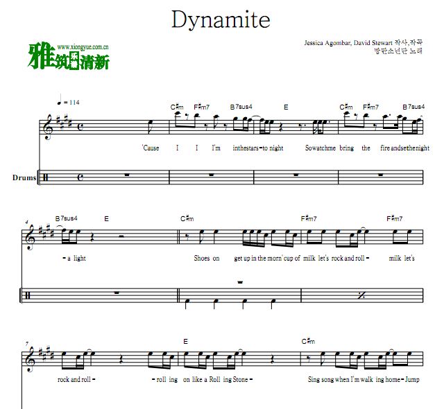 BTS - Dynamite架子鼓谱