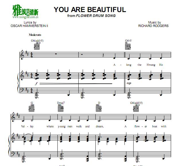 FLOWER DRUM SONG - You Are Beautiful 钢琴伴奏谱