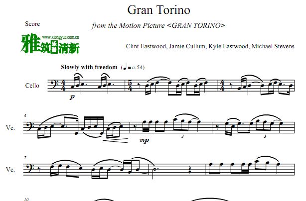 gran torino 老爷车大提琴谱
