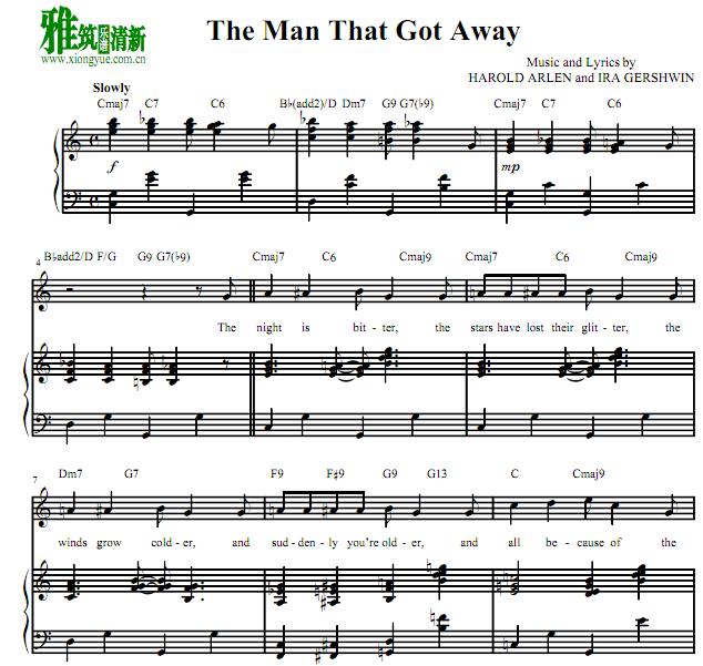 C调 A Star Is Born - The Man That Got Away 钢琴伴奏谱
